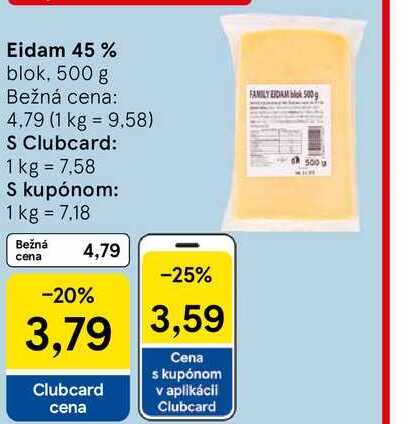 Eidam 45 % blok, 500 g 