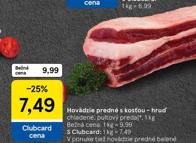 Hovädzie predné s kosťou - hrud' chladené, pultový predaj 1 kg 
