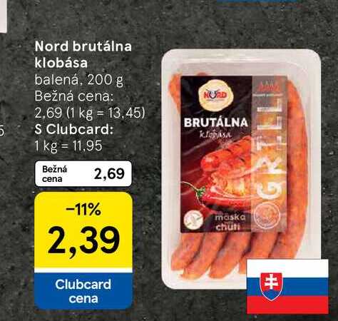 Nord brutálna klobása balená, 200 g