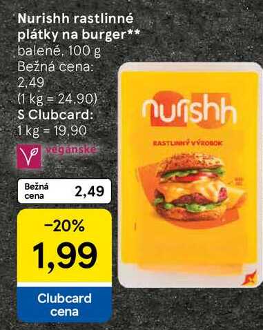 Nurishh rastlinné plátky na burger balené, 100 g 
