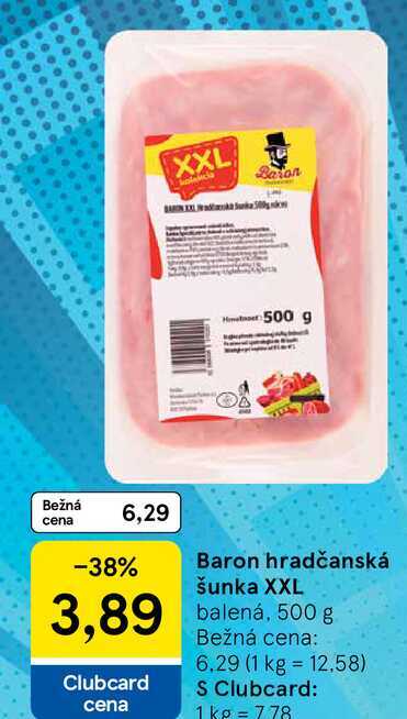 Baron hradčanská šunka XXL balená, 500 g 
