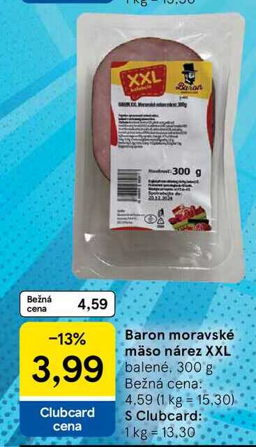 Baron moravské mäso nárez XXL balené, 300g 