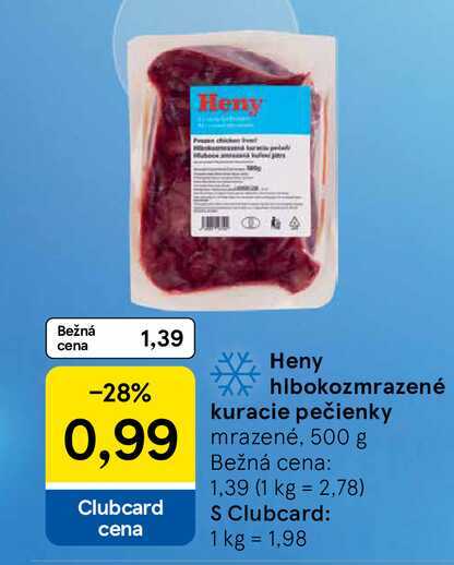 Heny hlbokozmrazené kuracie pečienky mrazené, 500 g