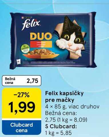 Felix kapsičky pre mačky 4 x 85 g, viac druhov 