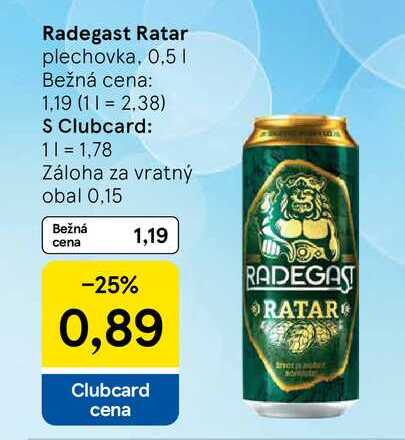 Radegast Ratar plechovka, 0,5l
