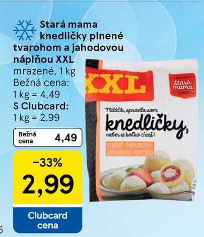 Stará mama knedličky plnené tvarohom a jahodovou náplňou XXL mrazené, 1 kg 
