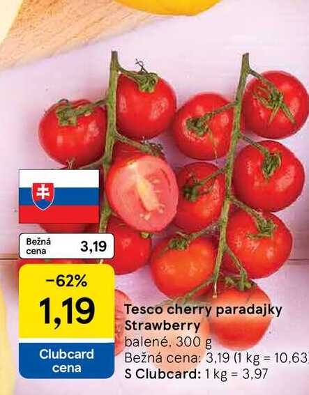 Tesco cherry paradajky Strawberry balené, 300 g