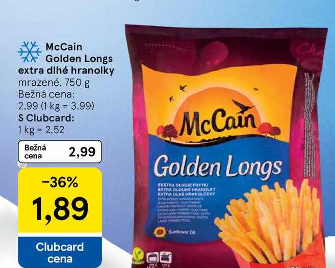 McCain Golden Longs extra dlhé hranolky mrazené, 750 g