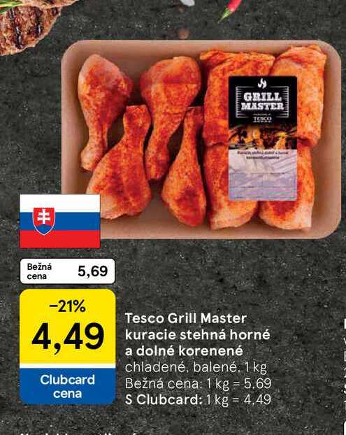 Tesco Grill Master kuracie stehná horné a dolné korenené chladené, balené 1 kg 