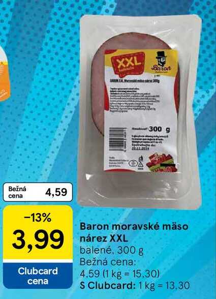 Baron moravské mäso nárez XXL balené, 300 g  