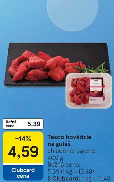 Tesco hovädzie na guláš chladené, balené 400 g 
