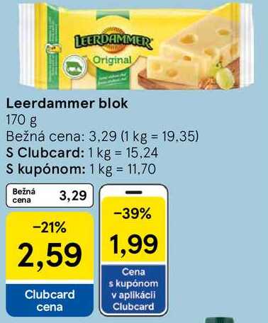 Leerdammer blok, 170 g 