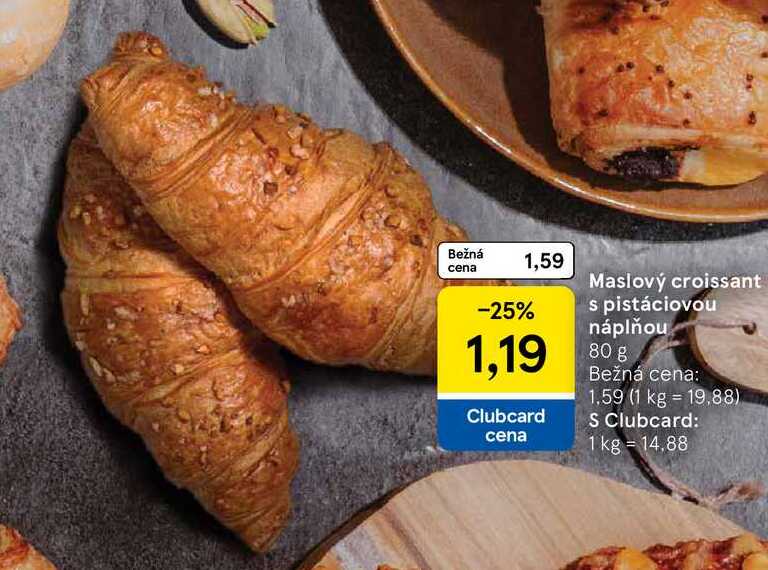 Maslový croissant s pistáciovou náplňou, 80 g