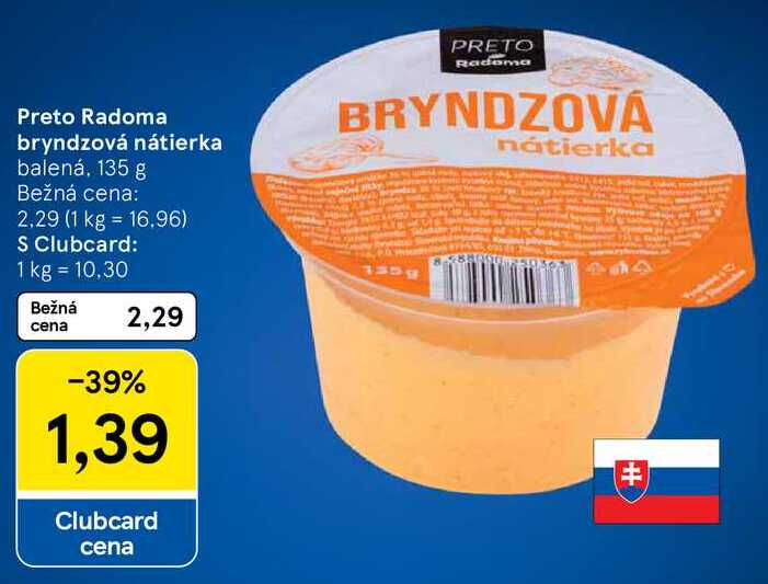 Preto Radoma bryndzová nátierka, 135 g 
