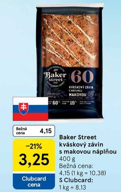 Baker Street kváskový závin s makovou náplňou, 400 g