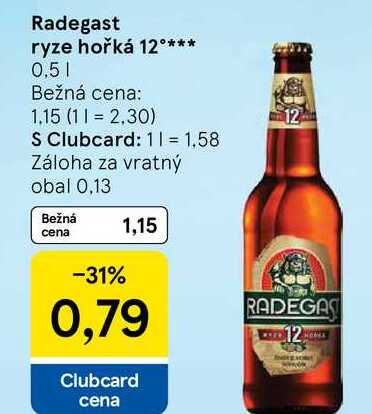 Radegast ryze hořká 12°, 0,5 l