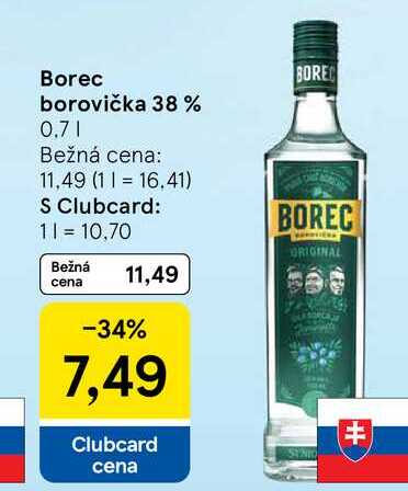 Borec borovička 38 %, 0,7 l