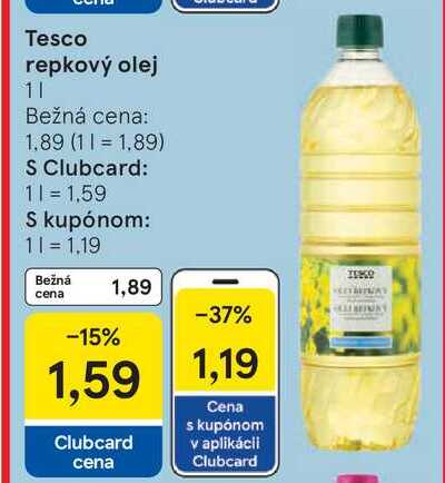 Tesco repkový olej, 1 l