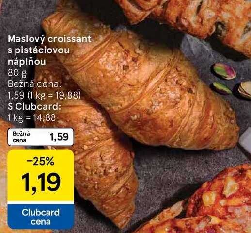 Maslový croissant s pistáciovou náplňou, 80 g 