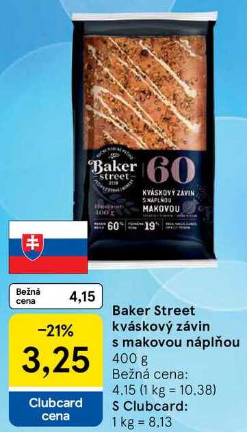 Baker Street kváskový závin s makovou náplňou, 400 g