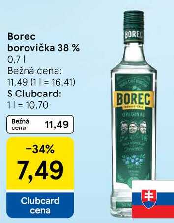 Borec borovička 38 %, 0,7 l