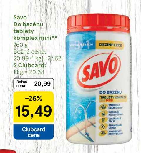 Savo Do bazénu tablety komplex mini, 760 g