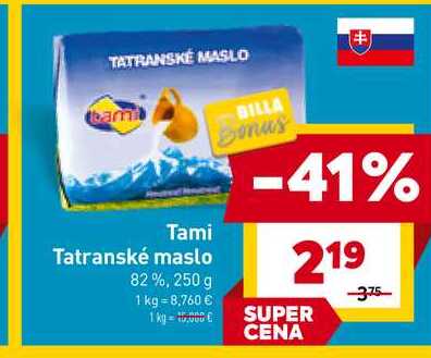 Tami Tatranské maslo 82%, 250 g 