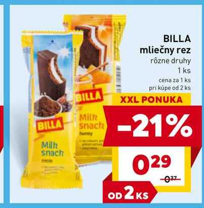 BILLA mliečny rez rôzne druhy 1 ks 