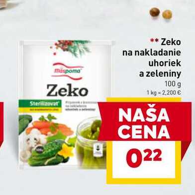 Zeko na nakladanie uhoriek a zeleniny 100 g