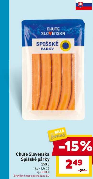 Chute Slovenska Spišské párky 250 g