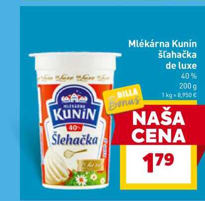Kunín šľahačka de luxe 40% 200 g 