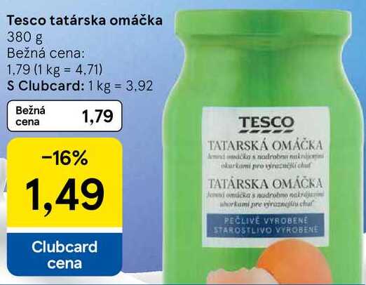 Tesco tatárska omáčka, 380 g