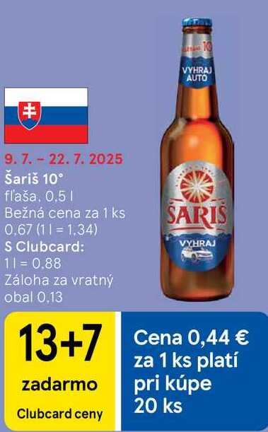 Šariš 10°, 0,5 l