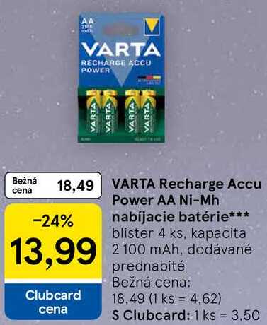 VARTA Recharge Accu Power AA Ni-Mh nabíjacie batérie, 4 ks