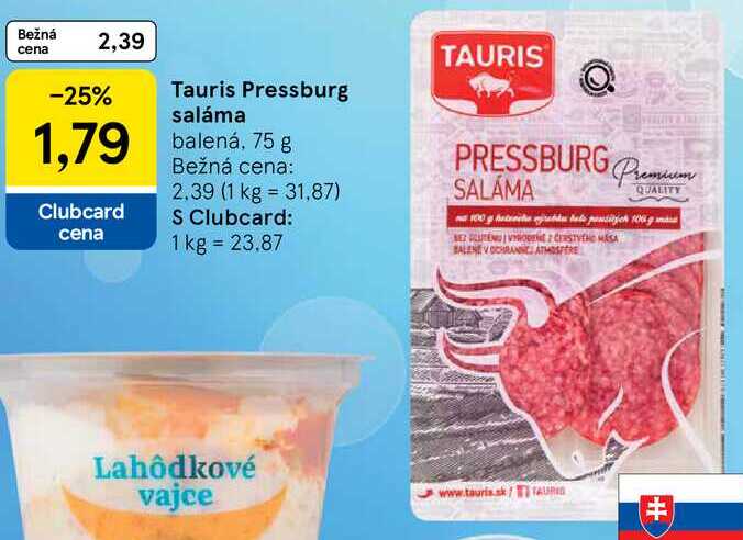 Tauris Pressburg saláma, 75 g 
