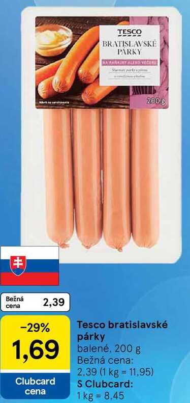 Tesco bratislavské párky, 200 g 