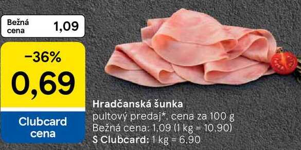 Hradčanská šunka, cena za 100 g 