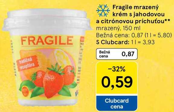 Fragile mrazený krém s jahodovou a citrónovou príchuťou, 150 ml 