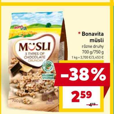 Bonavita müsli rôzne druhy 700 g/750 g