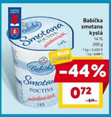 Babička smotana kyslá 14% 14% 200 g 