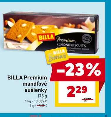 BILLA Premium mandľové sušienky 175 g 