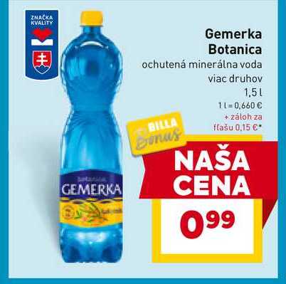 Gemerka Botanica ochutená minerálna voda 1,5L 