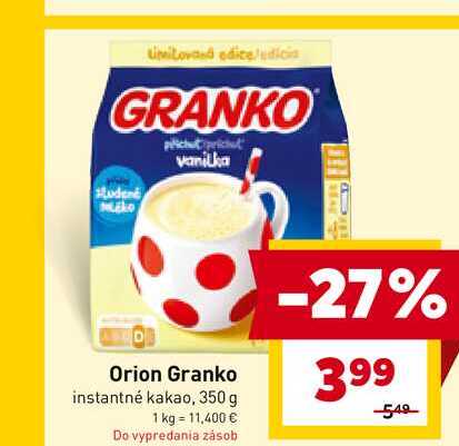 Orion Granko instantné kakao, 350 g