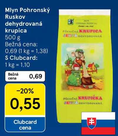 Mlyn Pohronský Ruskov dehydrovaná krupica, 500 g