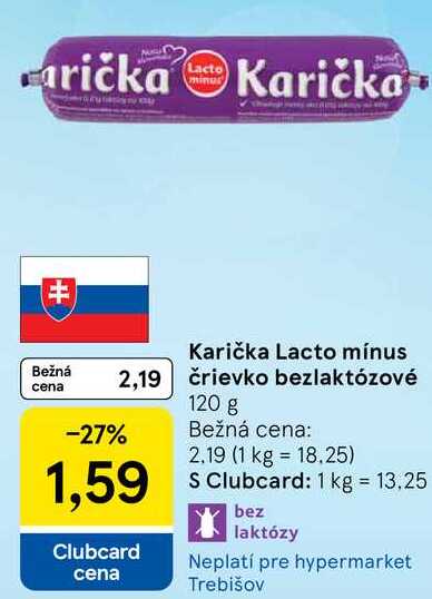 Karička Lacto mínus črievko bezlaktózové, 120 g