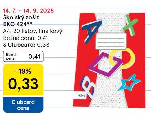 Školský zošit EKO 424