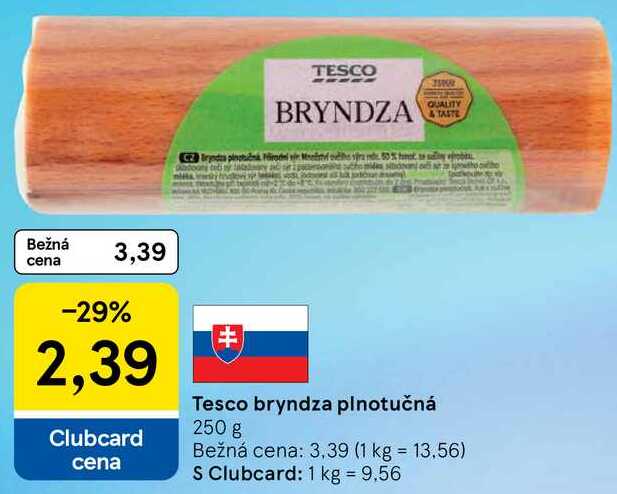 Tesco bryndza plnotučná, 250 g 