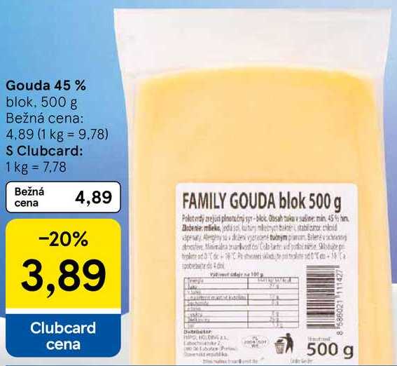 Gouda 45 %, 500 g 