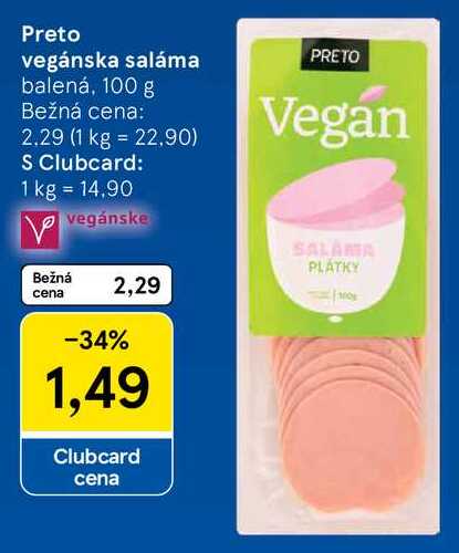 Preto vegánska saláma, 100 g 