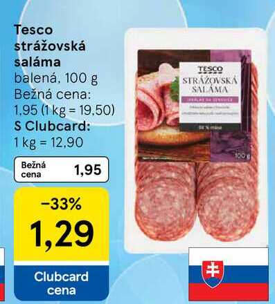 Tesco strážovská saláma, 100 g